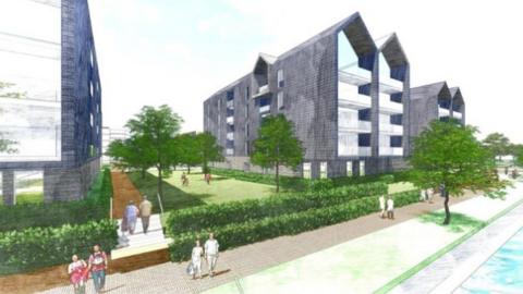 Artist's impression of how the regenerated Firepool site in Taunton will look