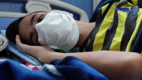 A boy in hospital in Venezuela
