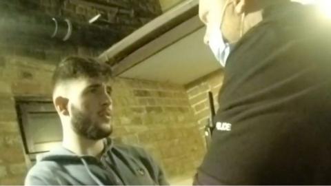 Riley Peckham reacts to his arrest on footage captured by Norfolk Police