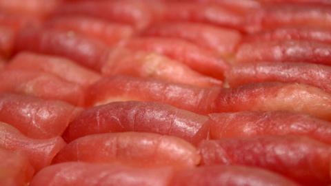 Stacks of salmon sushi