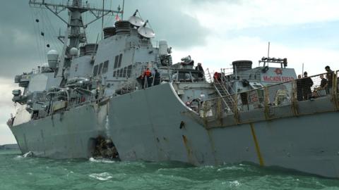 USS John S McCain after the collision