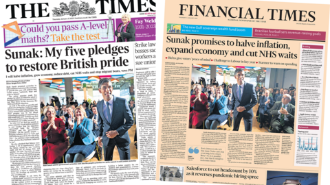 Front page of the Times and the Financial Times