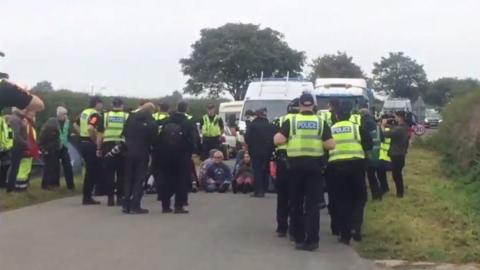 Protesters outside third energy site