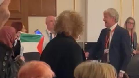 Craige Southern and Jenny Hurley during the incident at a Chorley Council meeting