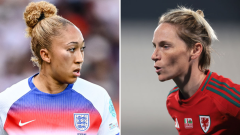 A composite image of Lauren James of England (left) and Jess Fishlock (right)