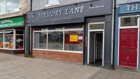 Outside of the Memory Lane pub, Seaham