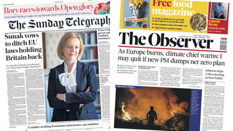 The Sunday Telegraph and Observer front pages