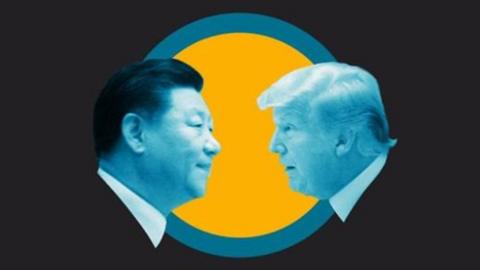 Graphic of Xi and Trump