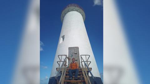 Jim Morton at Point of Aye Lighthouse, Prestatyn