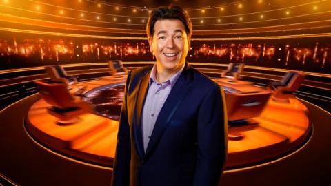 Michael McIntyre on the set of The Wheel