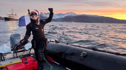 Sarah Neill ready to snorkel in Arctic Ocean