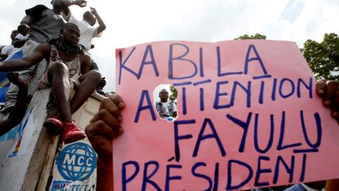 Supporters of Martin Fayulu at rally on 11 January