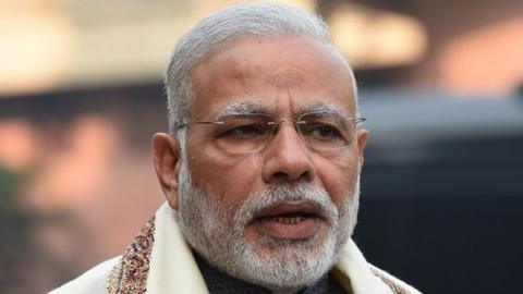 India Prime Minister Narendra Modi speaks to media as he arrives for the Budget session of Parliament in New Delhi on January 31, 2017. /