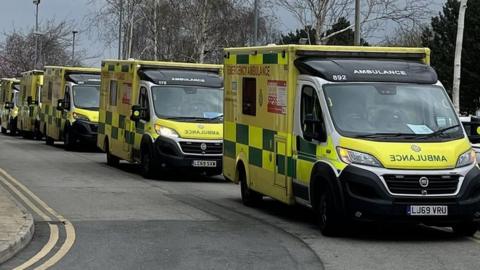Ambulances queuing outside Ipswich Hospital