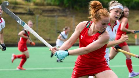 Sarah Jones in action for Wales