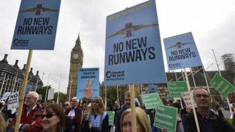 Campaigners protesting against Heathrow expansion