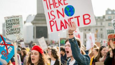 Students protest against climate change in central London