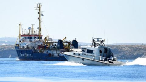 Italian authorities send a boat to intercept the German rescue vessel