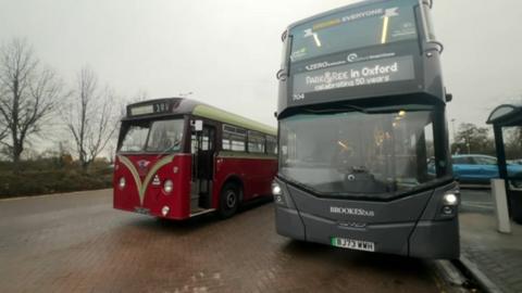 Two buses at the Redbridge park and ride Oxford