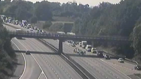 A camera trained on queuing cars on a motorway