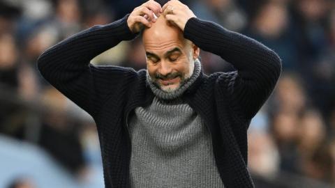 Pep Guardiola reacts to Manchester City's 2-2 draw with Crystal Palace