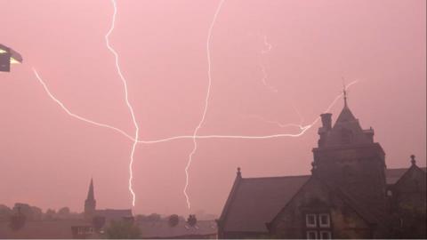 The sky turned pink when the thunderstorms hit in Sheffield