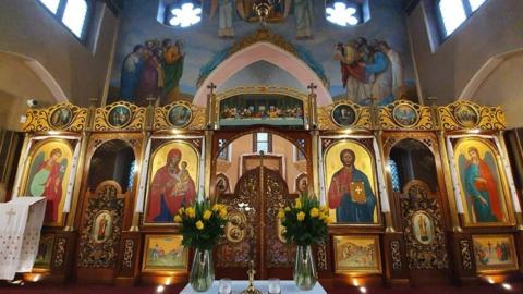 Iconostasis in Ukrainian Catholic Church of the Dormition of the Holy Mary Mother of God, Salford