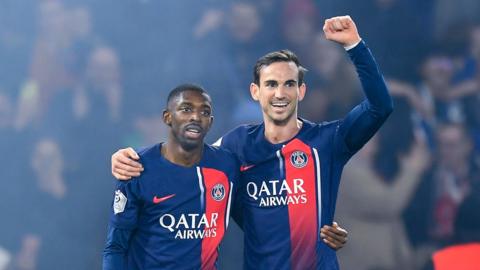 Fabian Ruiz and Ousmane Dembele playing for PSG