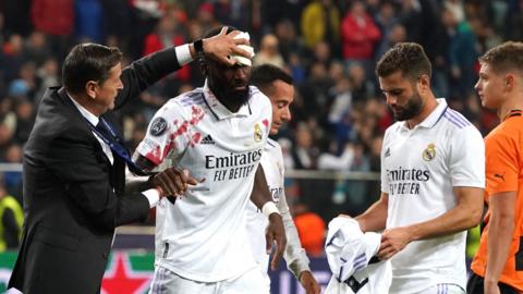 Antonio Rudiger after heading in a late Real Madrid equaliser