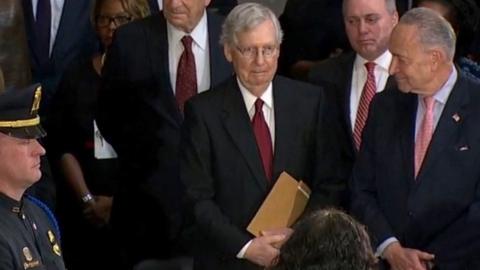 Republican Senate Majority Leader Mitch McConnell is snubbed at Elijah Cummings' memorial service.