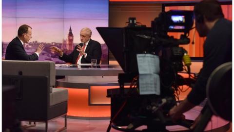 Jeremy Corbyn talking to Andrew Marr