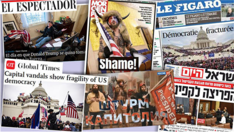 Front pages of several newspapers