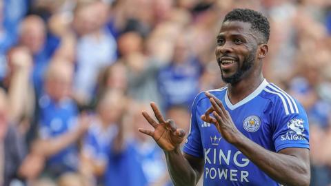 Leicester City's Kelechi Iheanacho celebrates his goal against Stoke