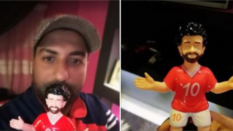 Mohamed Gamal Mohamed shows off his Mo Salah Ramadan lanterns