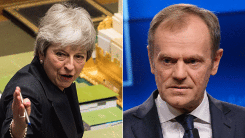 Theresa May and Donald Tusk