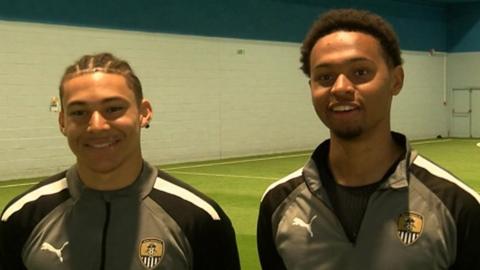 Notts County's Kieran Cooney and Diego Edwards