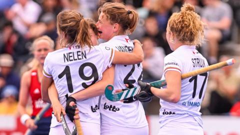 Belgium women celebrate