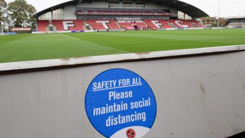 A sign at Fleetwood Town's Highbury Stadium