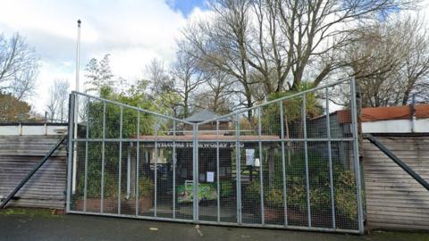 Newquay Zoo front entrance with the gates closed