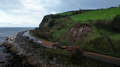 The landslide happened on Friday morning between Glenarm and Ballygally