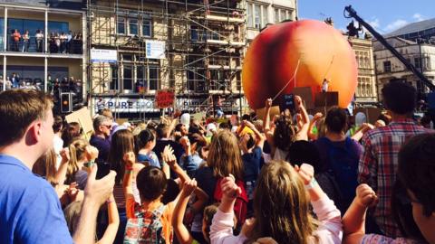 A giant peach in Cardiff