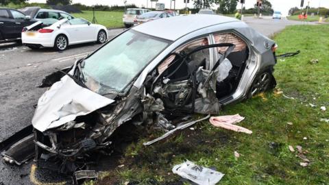 Several cars were involved in the crash at the junction of Coxmoor Road, near Annesley, in Nottinghamshire