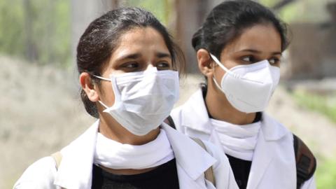 nursing students wearing face masks in India