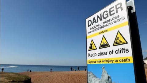 Warning sign near Seatown, Dorset