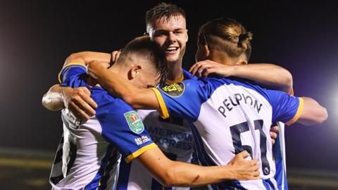 Evan Ferguson celebrates scoring for Brighton