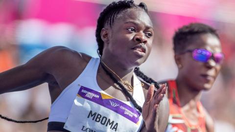 Christine Mboma competing at the 2022 Commonwealth Games