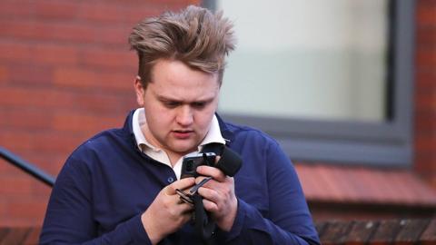 Harry May outside Luton Magistrates' Court