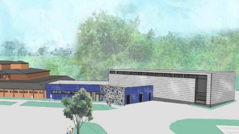Plans showing the extension to Eversley Leisure Centre