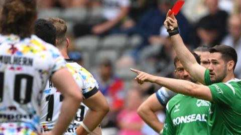 Red card shown in Super League game