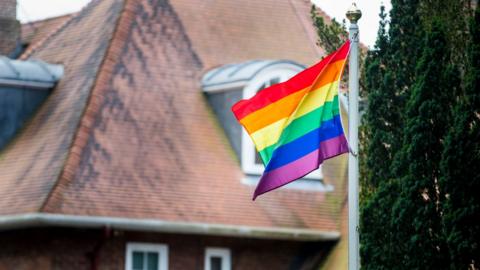 Pride flag at Stormont House